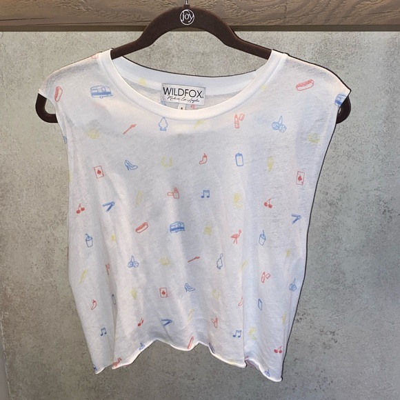 Rare WILDFOX camping print muscle tank- size small - Picture 4 of 7